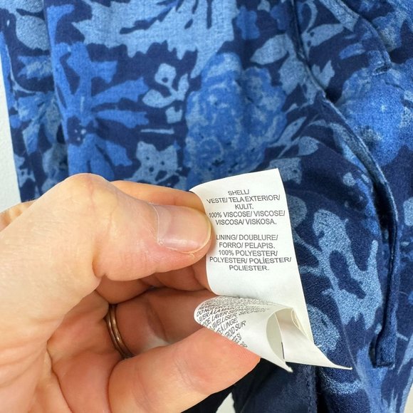 Lucky Brand Drawstring Waist Floral Blue Shirt Dress L - Picture 9 of 9